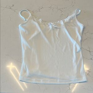 Women's White Lace Trim Tank Top
